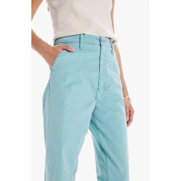 Mother The Catch All Prep Ankle Crop Womens 32 Nile Blue Pants Killing Time NWT